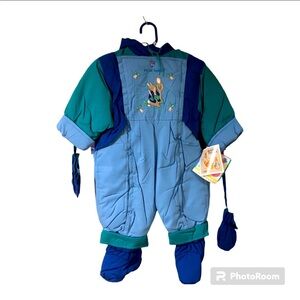 Vintage color block baby boy snowsuit 1980’s